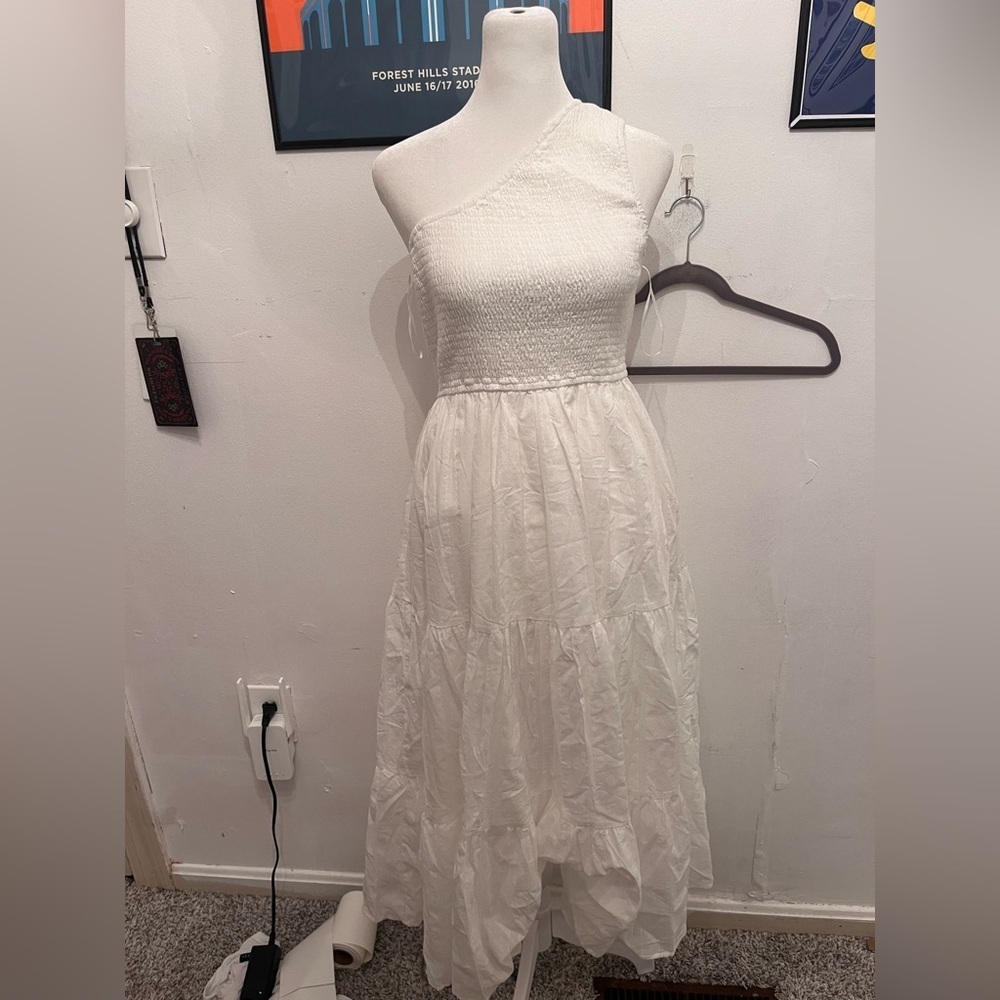 Billy J One Shoulder Ruched Maxi Dress White Size 12